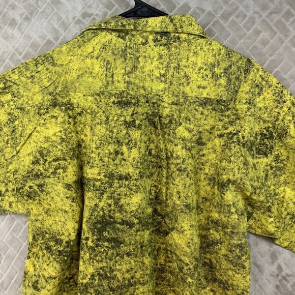 B-29 Mens L Button Up Shirt Yellow Short Sleeve Collared USA Made Hipster Ska - Picture 14 of 16
